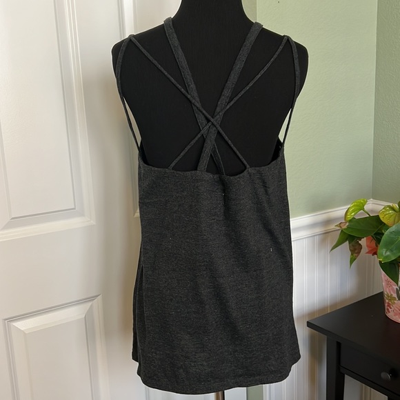 Chaser Dark Charcoal Gray Tank w/Strappy Criss Cross Back - Picture 2 of 7